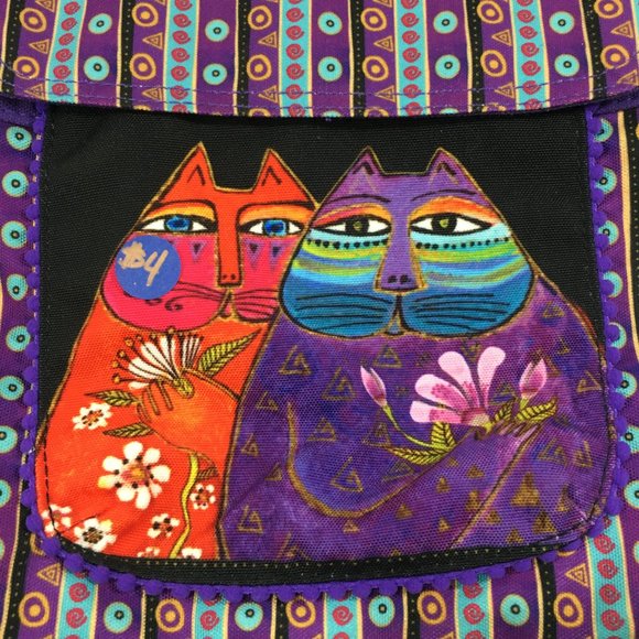 Laurel Burch Cats Felines Multi-Color Canvas Crossbody Shoulder Bag Handbag NEW - Picture 2 of 5